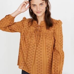 Madewell Eyelet Blouse in Rust